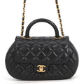 CHANEL Matelasse Top Handle 2-Way Bag BlackAS4569 Lambskin
