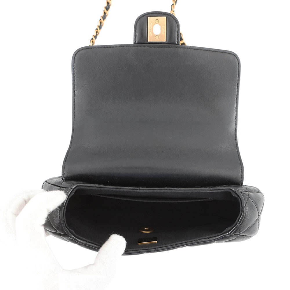 CHANEL Matelasse Top Handle 2-Way Bag BlackAS4569 Lambskin