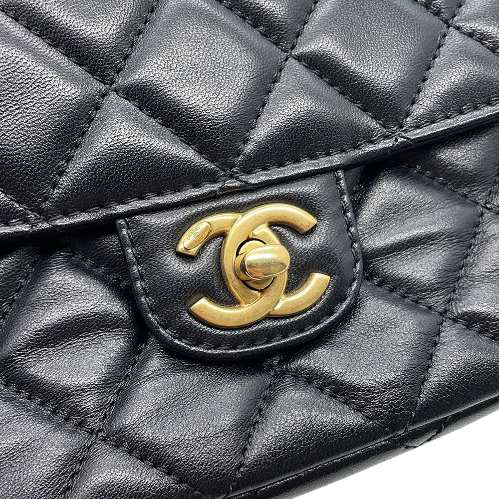CHANEL Matelasse Top Handle 2-Way Bag BlackAS4569 Lambskin
