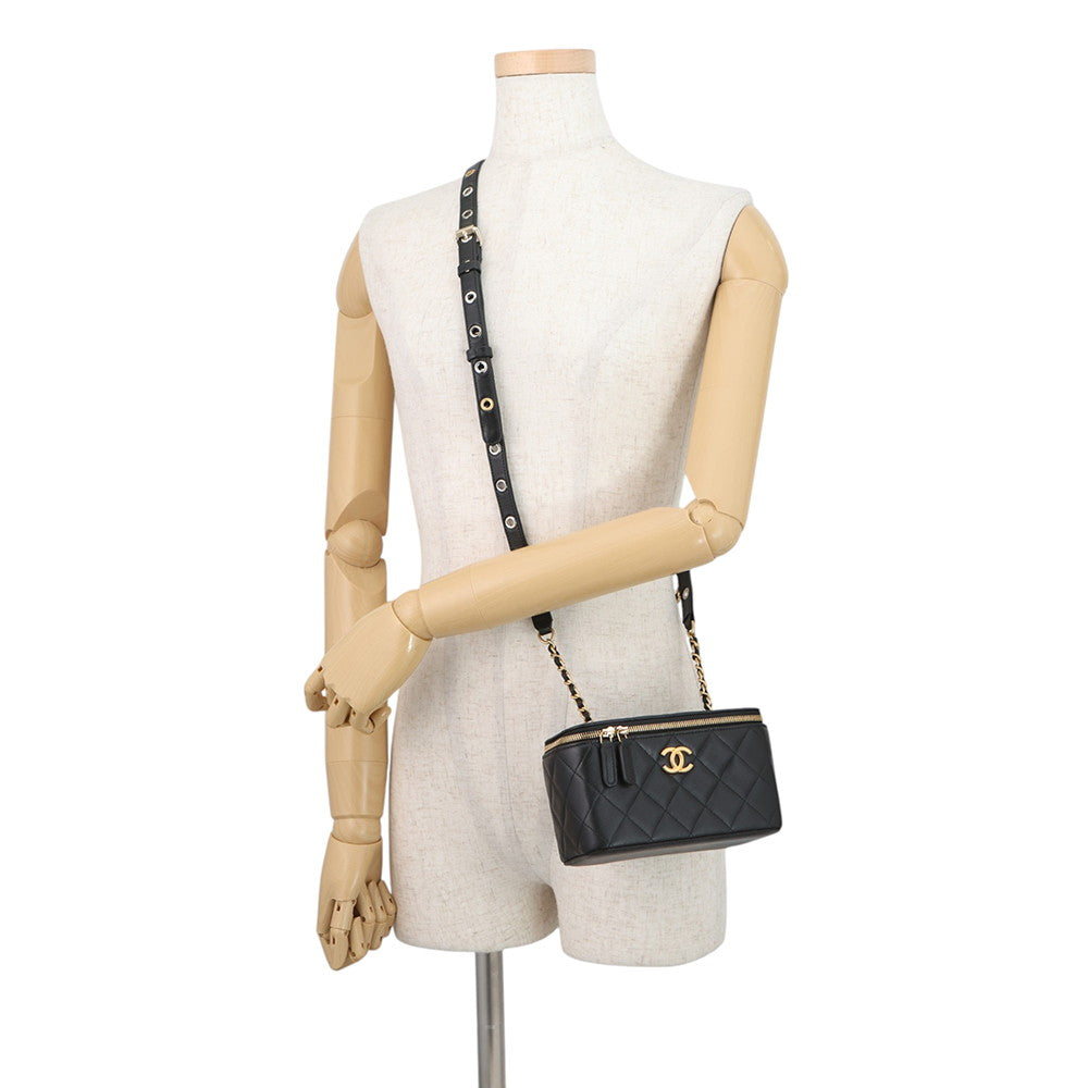 CHANEL Matelasse Vanity ChainShoulder Bag BlackAP2550 Lambskin