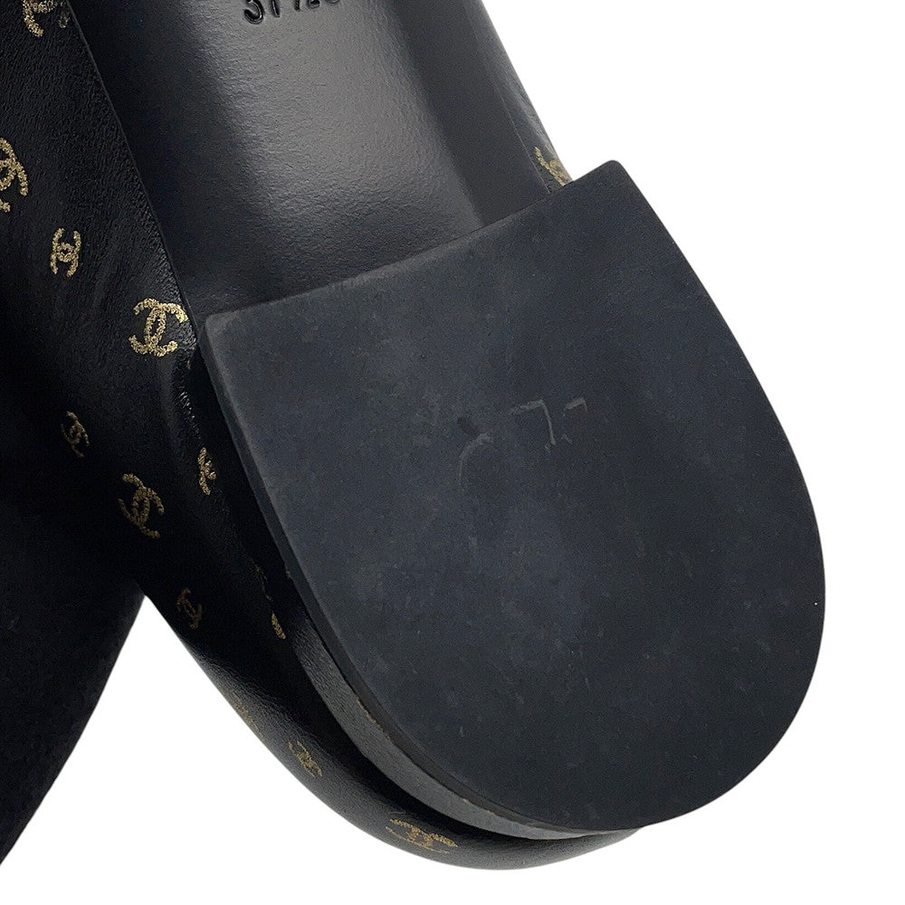 CHANEL Ballerina Flat Pumps Black/GoldG45127 Lambskin Patent Leather Size 37 1/2