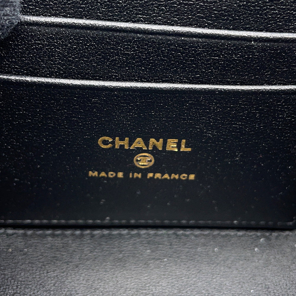 CHANEL Matelasse Top Handle Chain Vanity Bag BlackAP2199 Lambskin