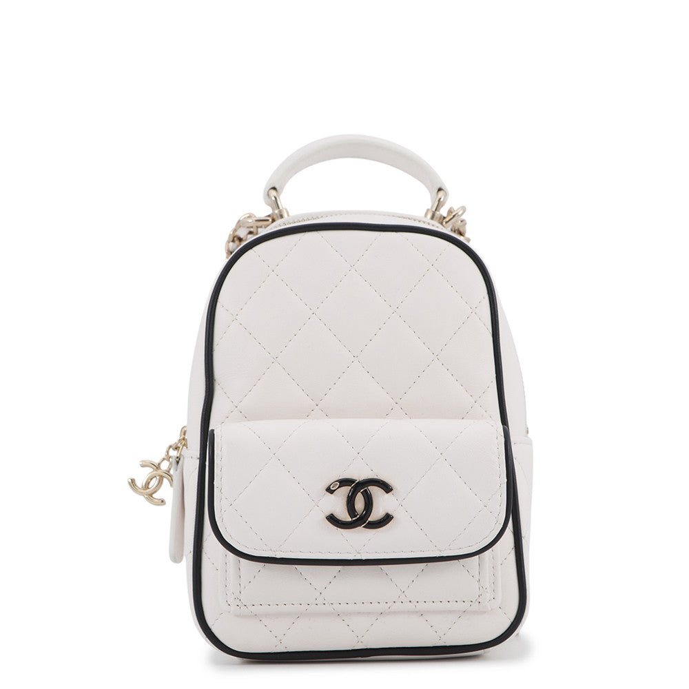 CHANEL Matelasse Chain Backpack White/BlackAP4514 Lambskin
