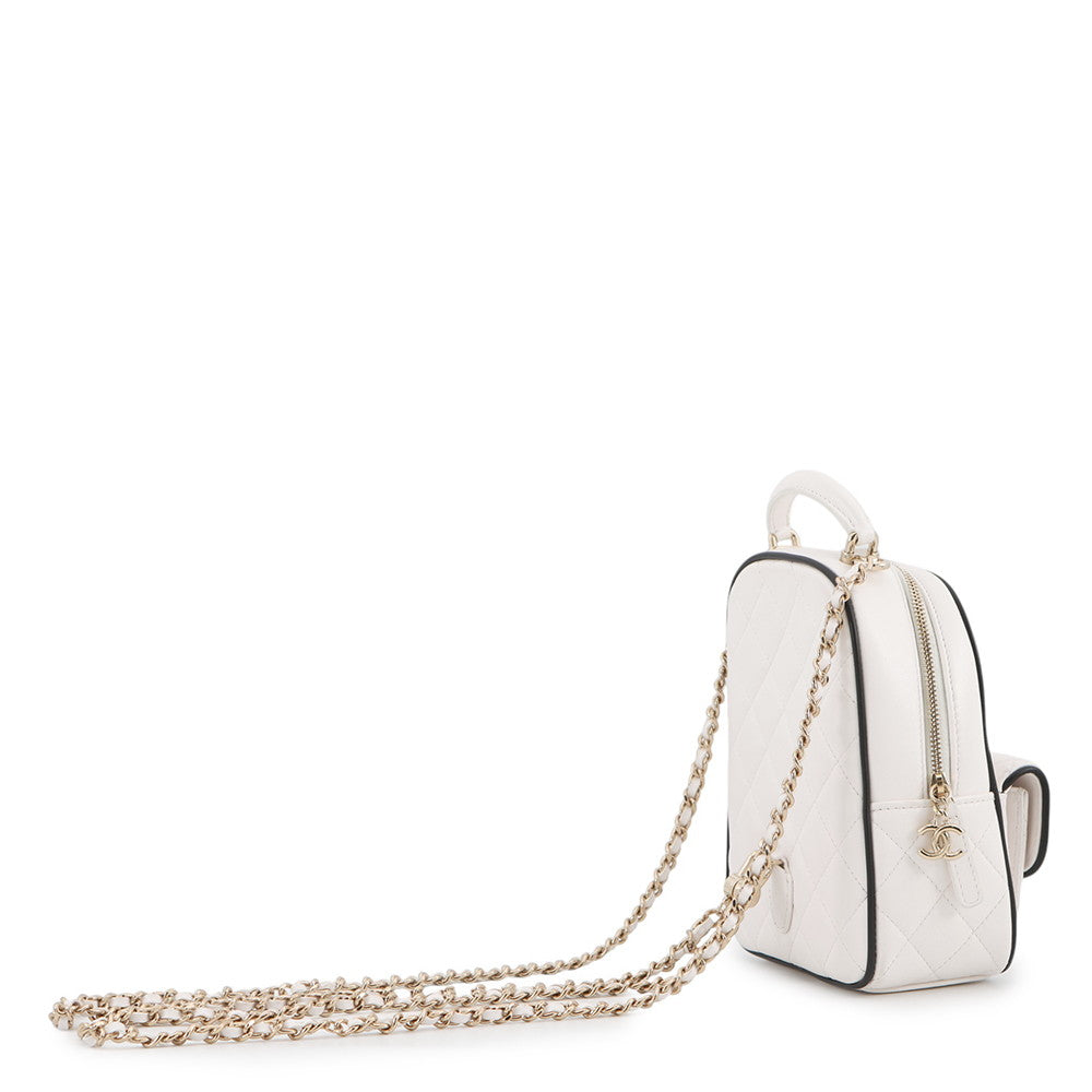 CHANEL Matelasse Chain Backpack White/BlackAP4514 Lambskin