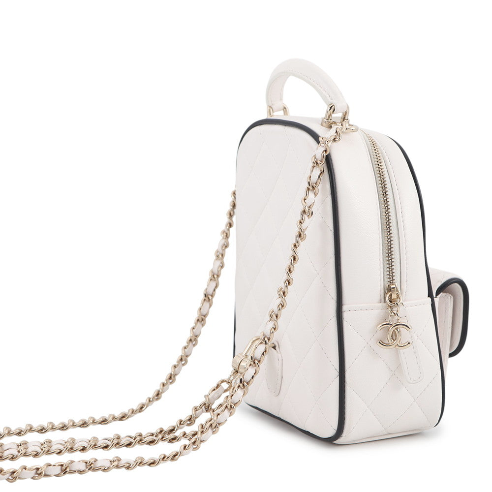 CHANEL Matelasse Chain Backpack White/BlackAP4514 Lambskin