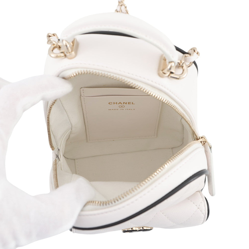 CHANEL Matelasse Chain Backpack White/BlackAP4514 Lambskin