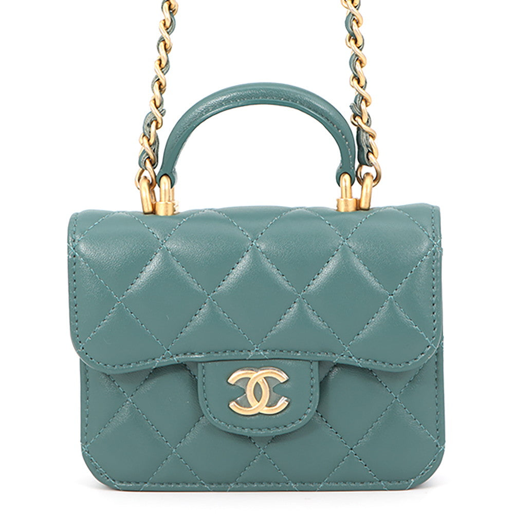 CHANEL Matelasse flap coin purse GreenAP2200 Lambskin