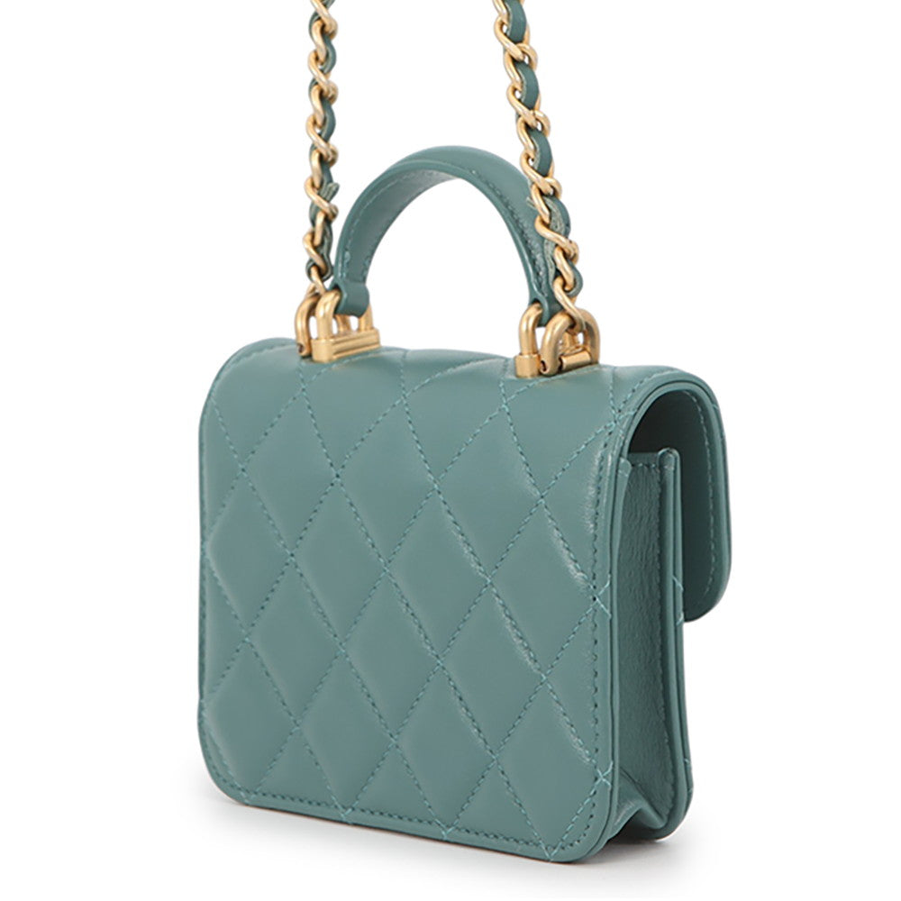 CHANEL Matelasse flap coin purse GreenAP2200 Lambskin