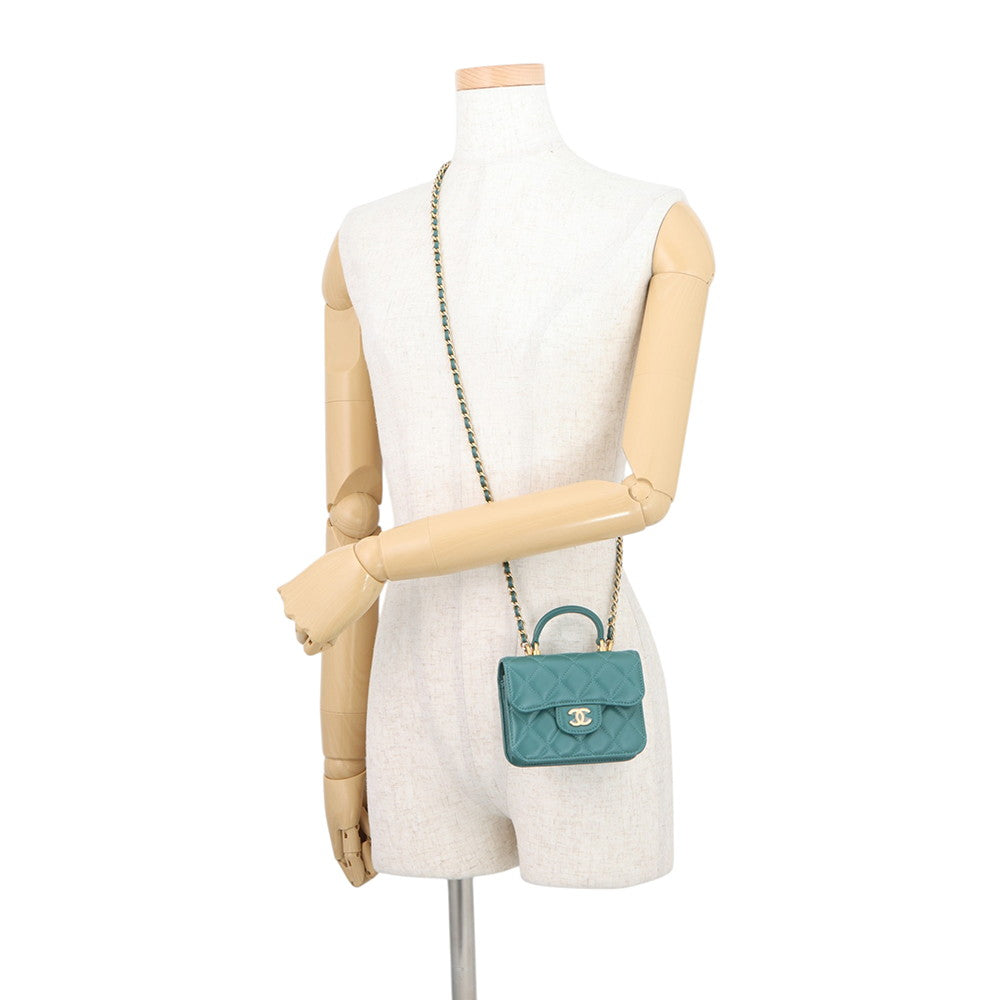 CHANEL Matelasse flap coin purse GreenAP2200 Lambskin