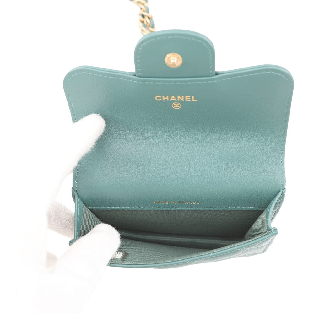 CHANEL Matelasse flap coin purse GreenAP2200 Lambskin