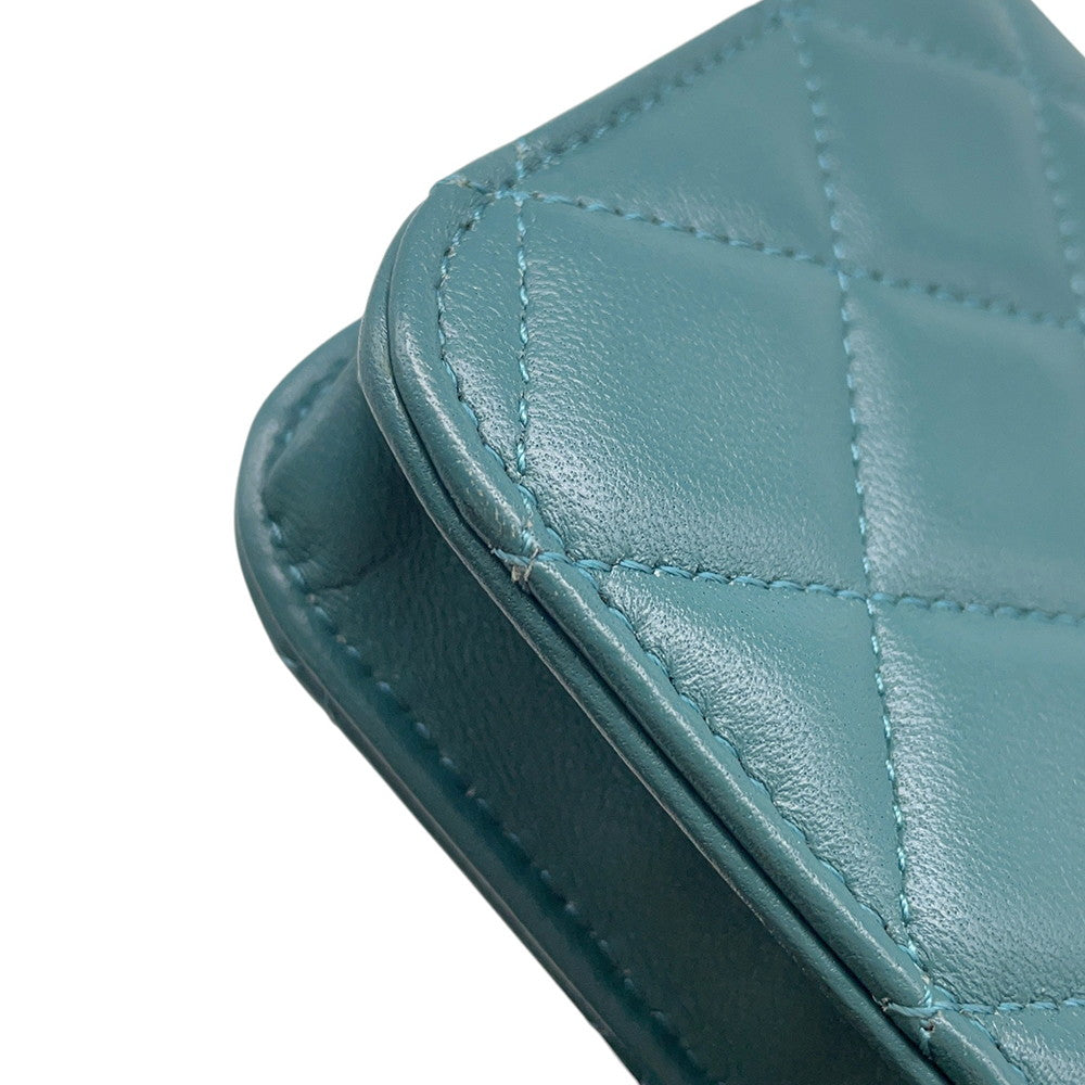 CHANEL Matelasse flap coin purse GreenAP2200 Lambskin