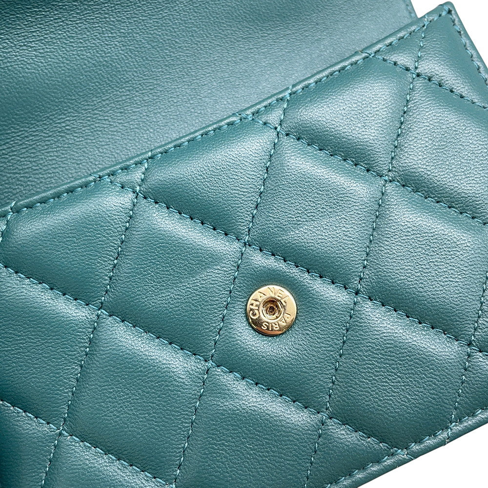 CHANEL Matelasse flap coin purse GreenAP2200 Lambskin