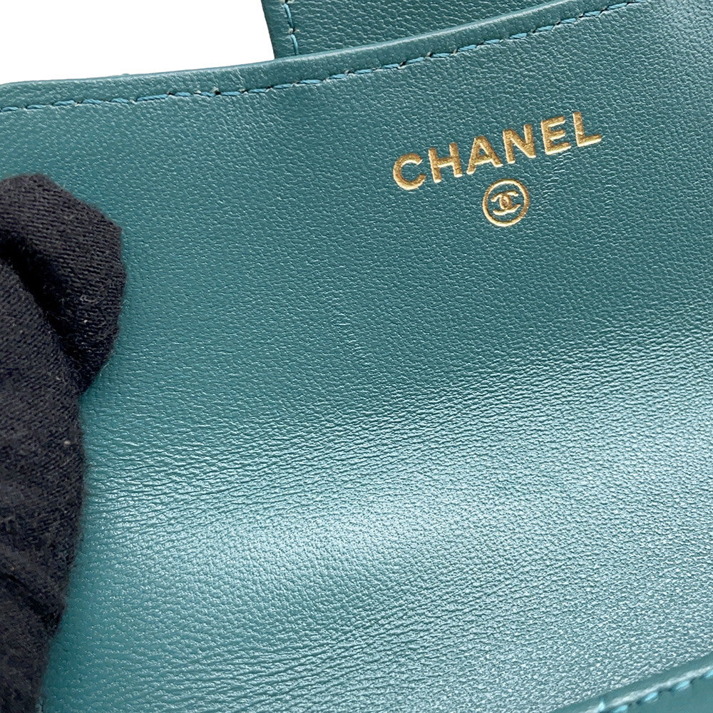 CHANEL Matelasse flap coin purse GreenAP2200 Lambskin