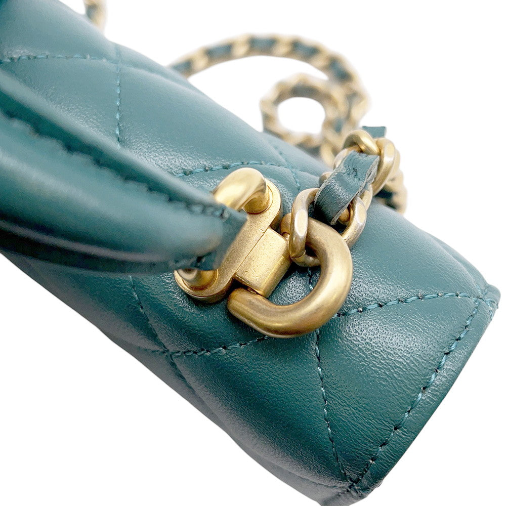 CHANEL Matelasse flap coin purse GreenAP2200 Lambskin
