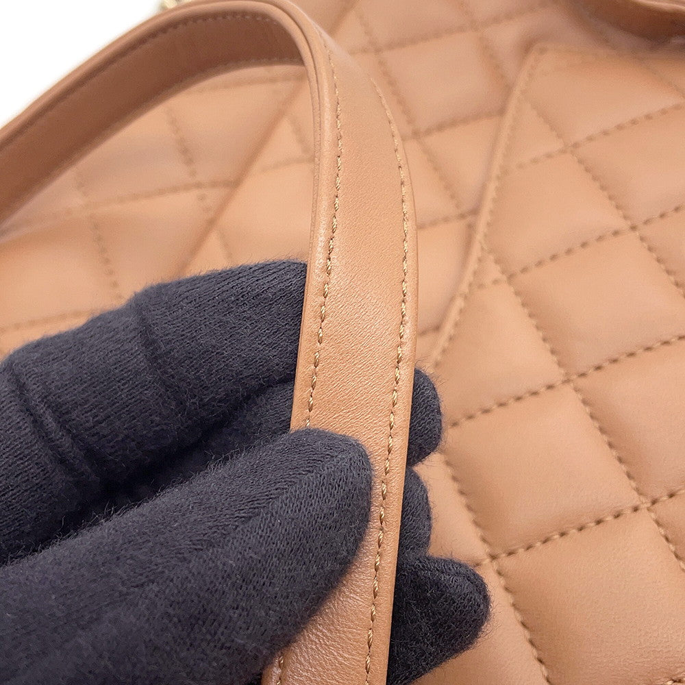 CHANEL Matelasse Backpack BrownA91121 Lambskin Size Small