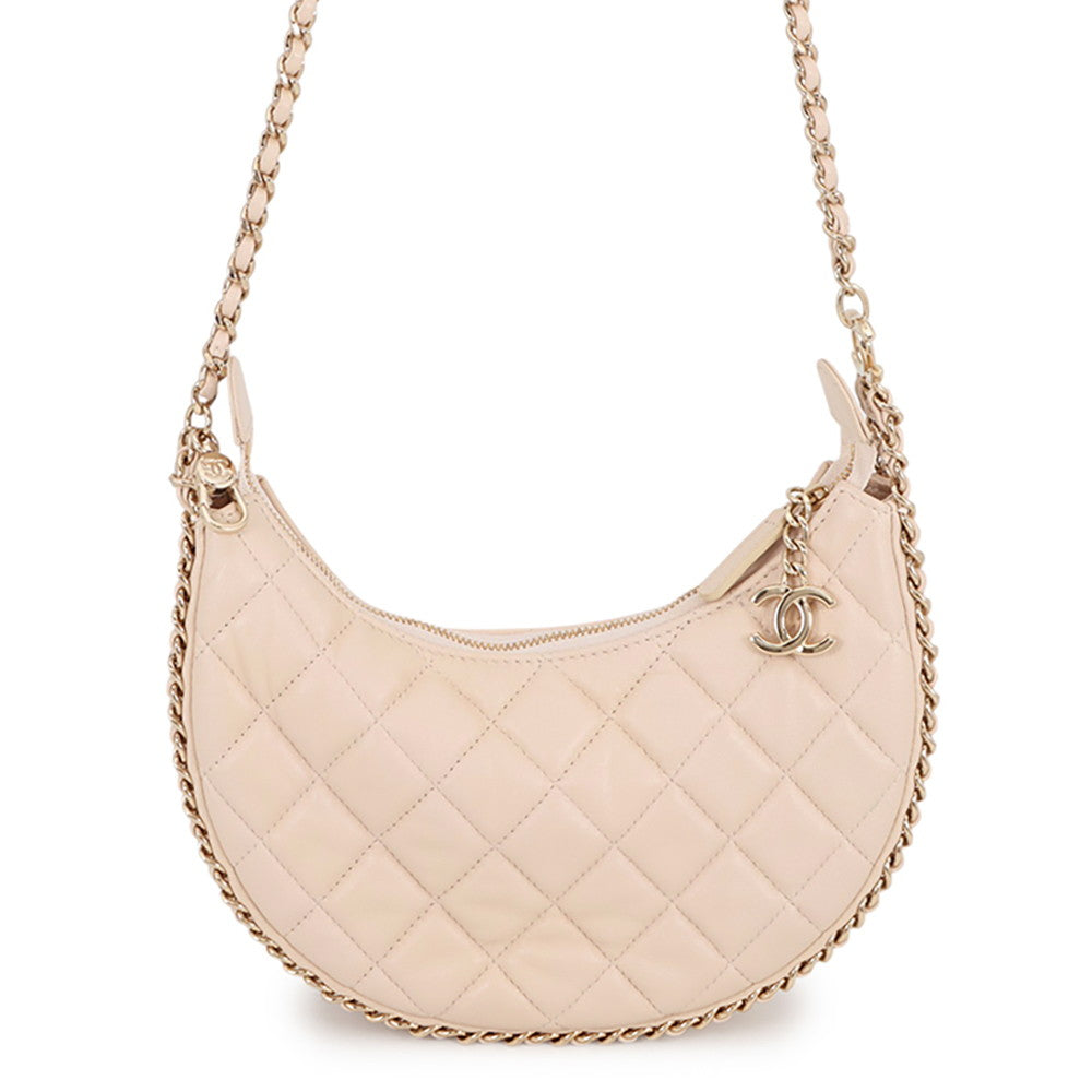 CHANEL Matelasse Small Hobo Shoulder Bag BeigeAS3917 Lambskin