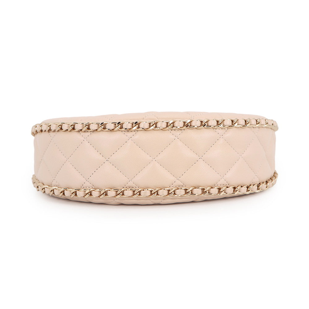 CHANEL Matelasse Small Hobo Shoulder Bag BeigeAS3917 Lambskin