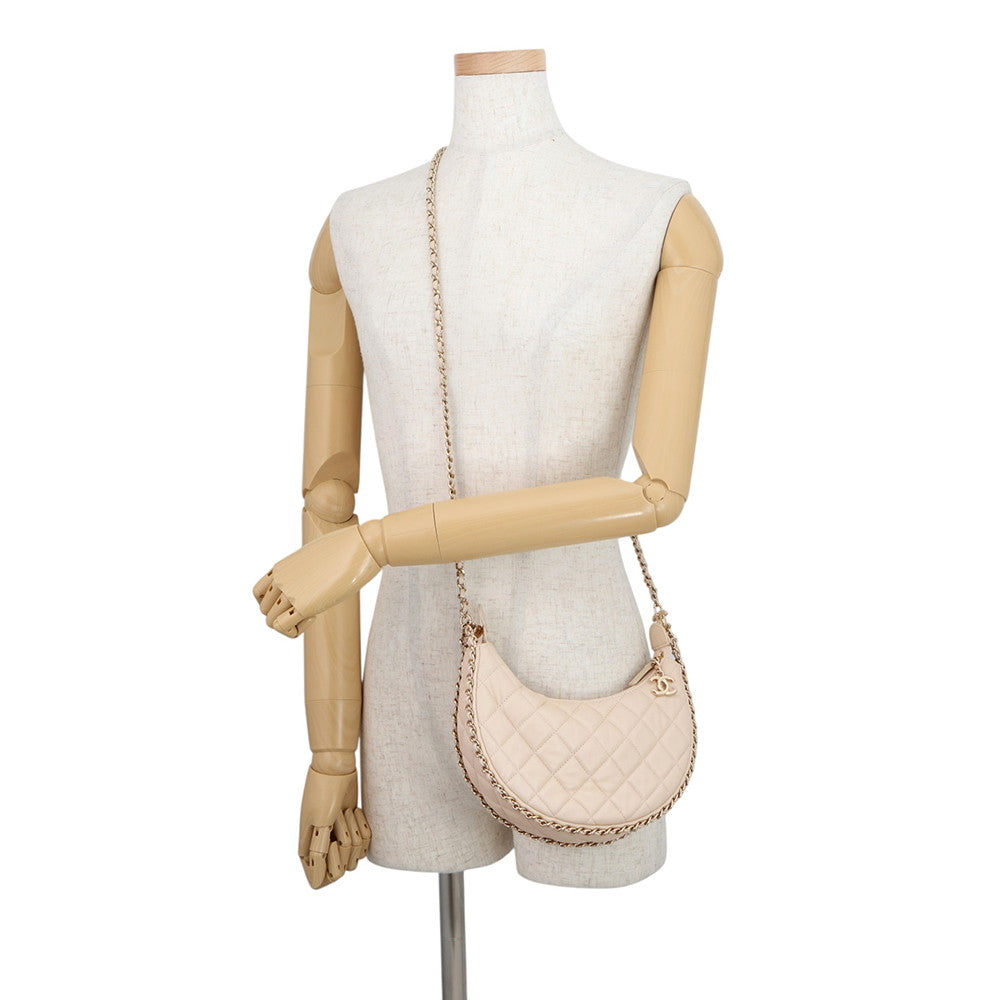CHANEL Matelasse Small Hobo Shoulder Bag BeigeAS3917 Lambskin
