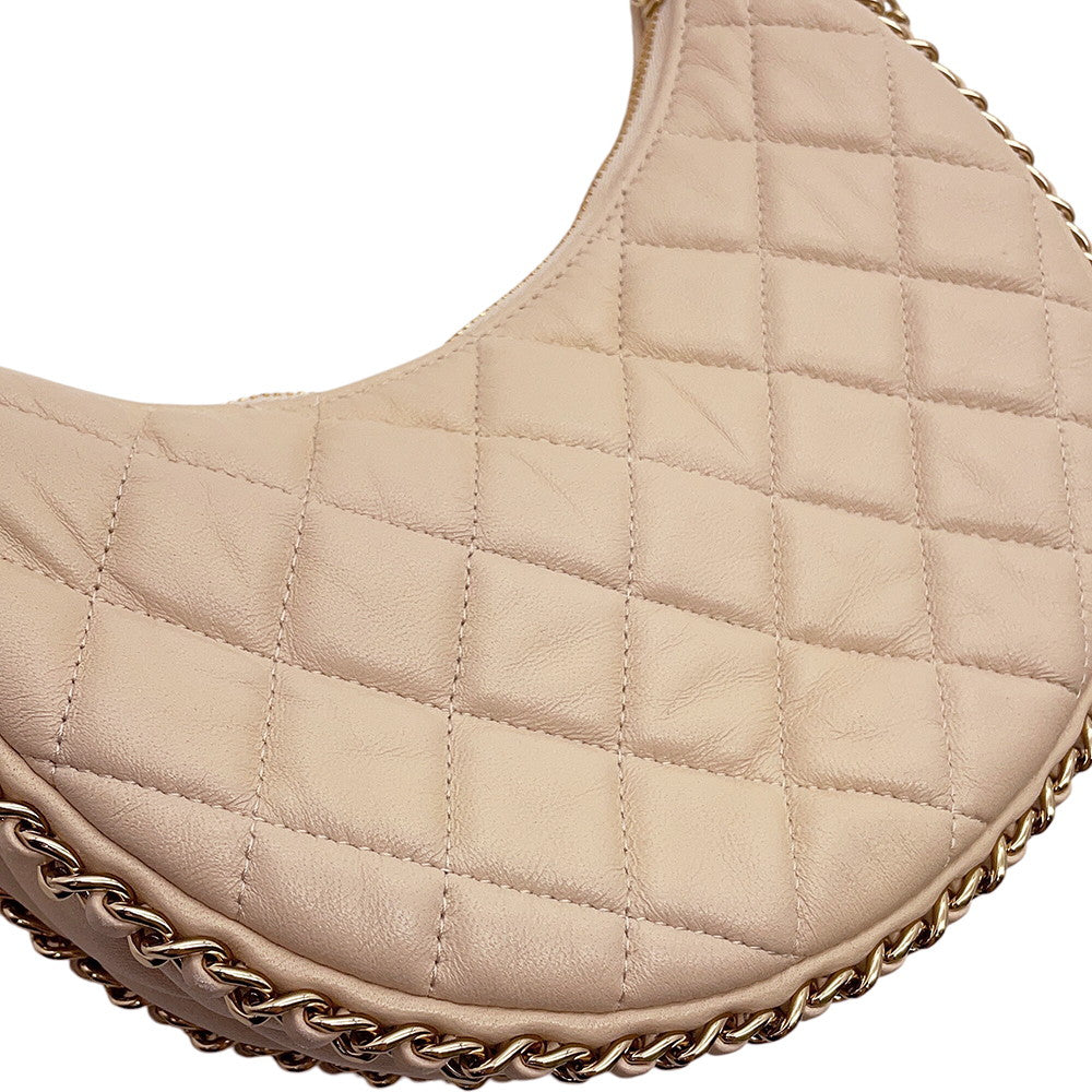 CHANEL Matelasse Small Hobo Shoulder Bag BeigeAS3917 Lambskin