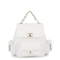 CHANEL Matelasse Multi-Pocket Backpack WhiteAS4399 Caviar Leather