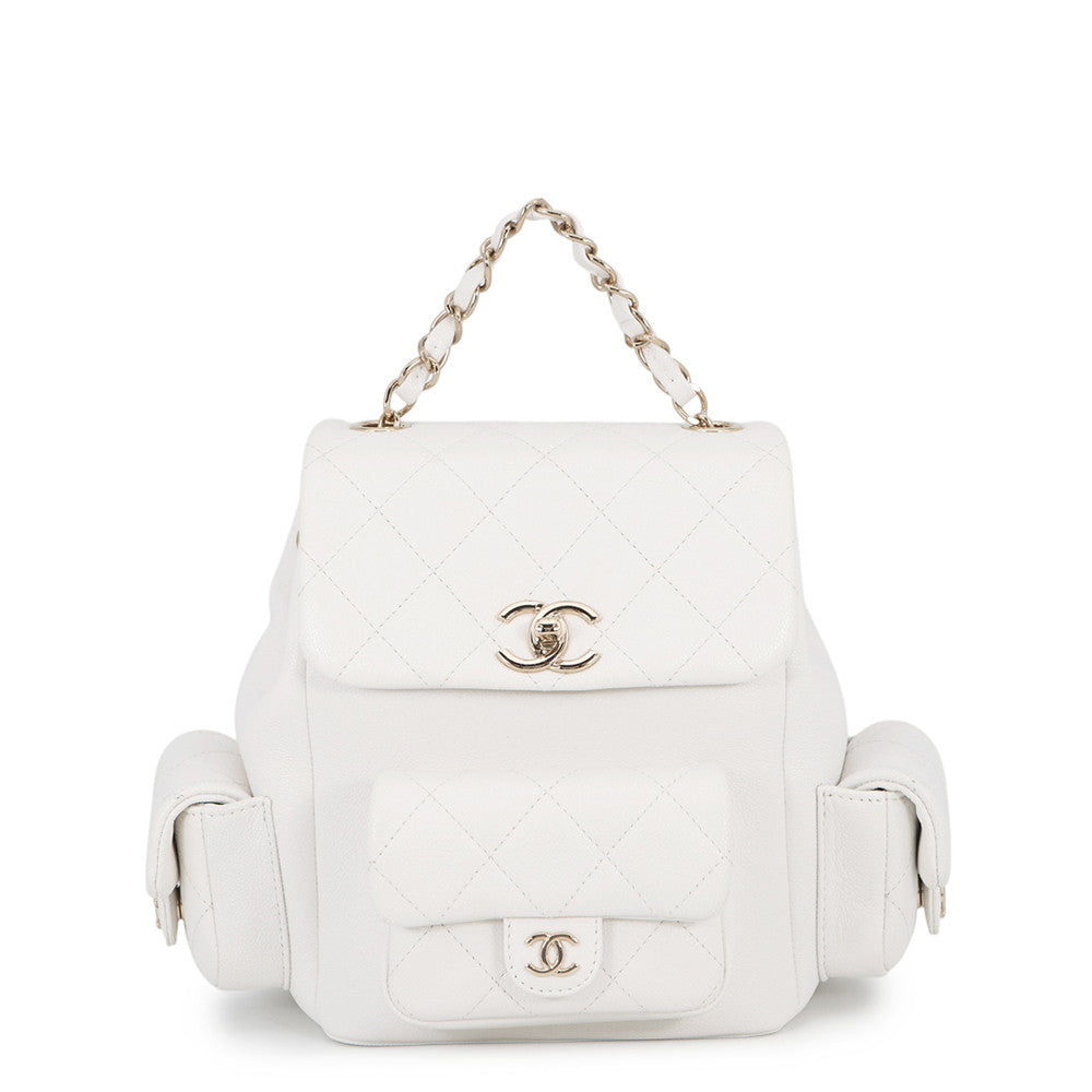CHANEL Matelasse Multi-Pocket Backpack WhiteAS4399 Caviar Leather