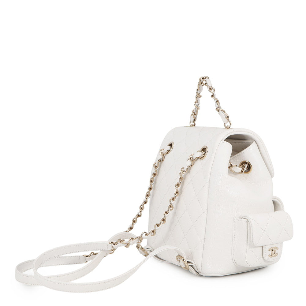 CHANEL Matelasse Multi-Pocket Backpack WhiteAS4399 Caviar Leather