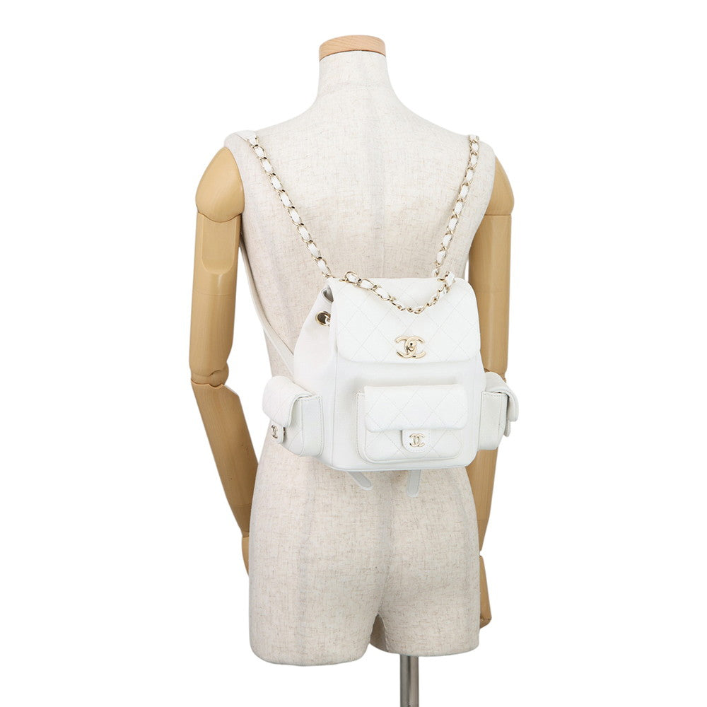 CHANEL Matelasse Multi-Pocket Backpack WhiteAS4399 Caviar Leather