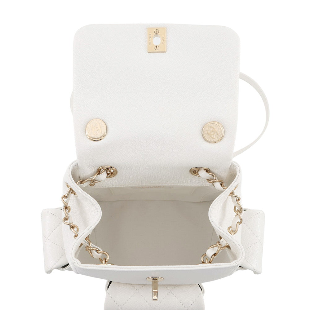 CHANEL Matelasse Multi-Pocket Backpack WhiteAS4399 Caviar Leather