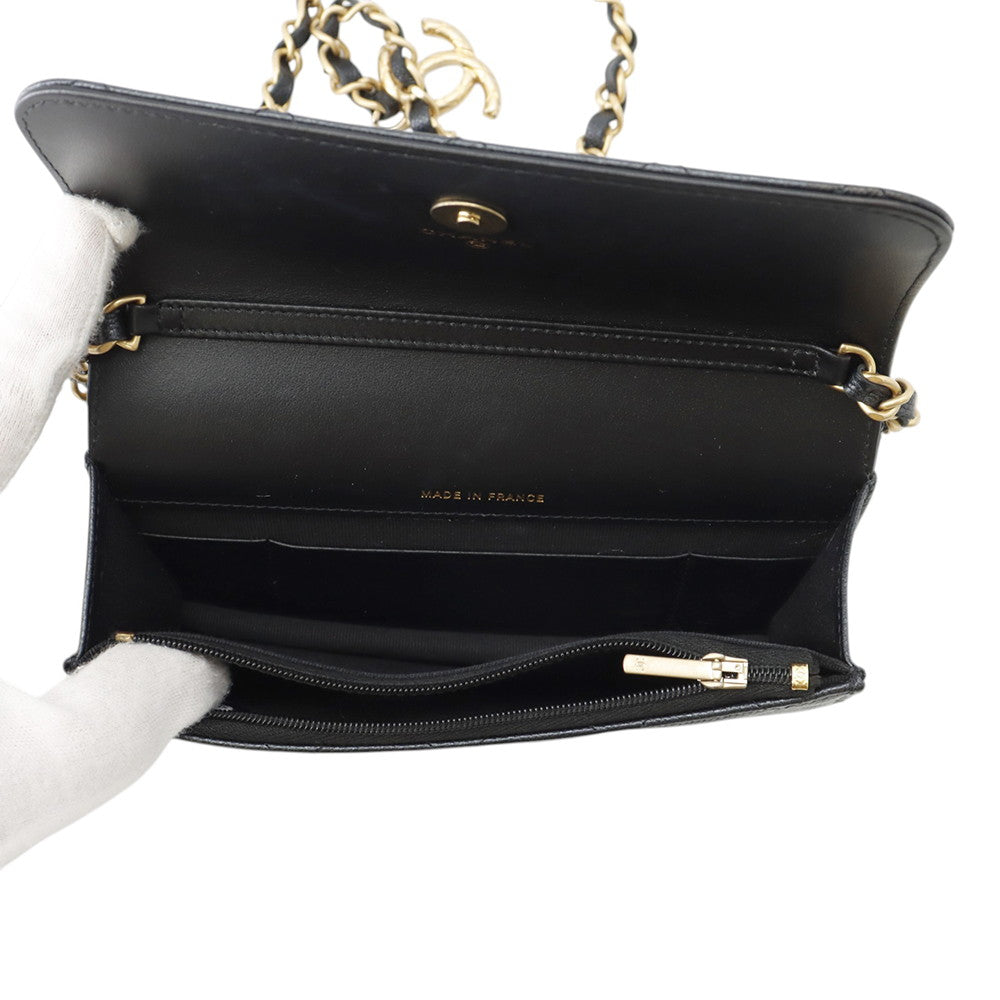 CHANEL Fawn holder GunmetalAP3482 Caviar Leather Size 17
