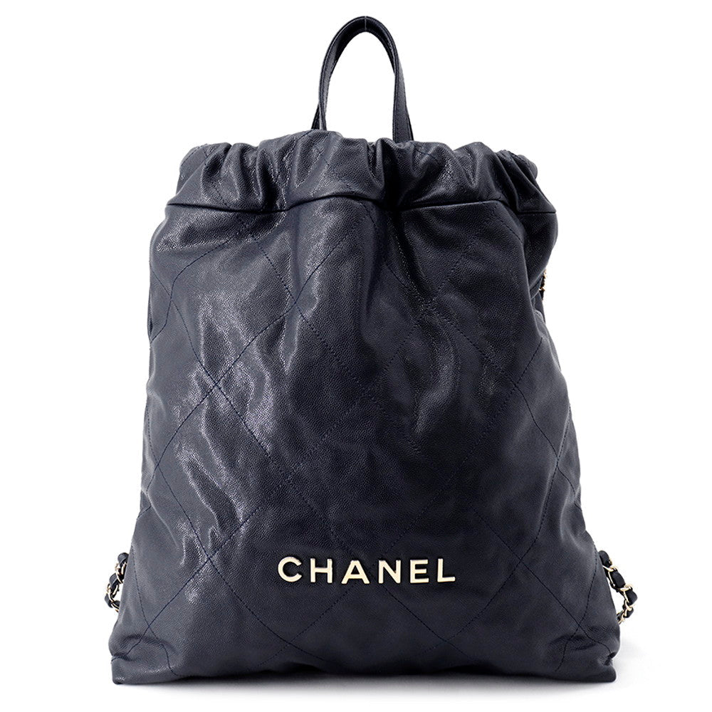CHANEL CHANEL22 Backpack NavyAS3313 Caviar Leather Size Large