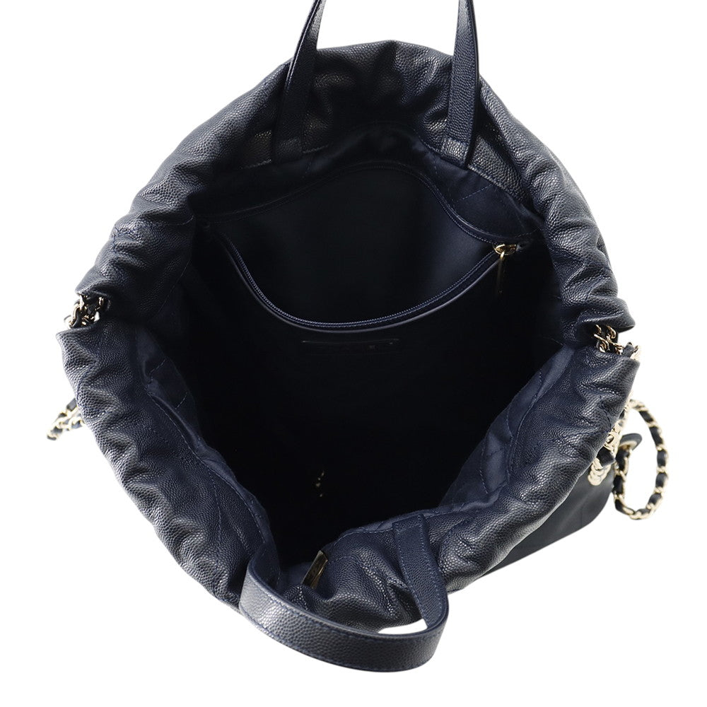 CHANEL CHANEL22 Backpack NavyAS3313 Caviar Leather Size Large