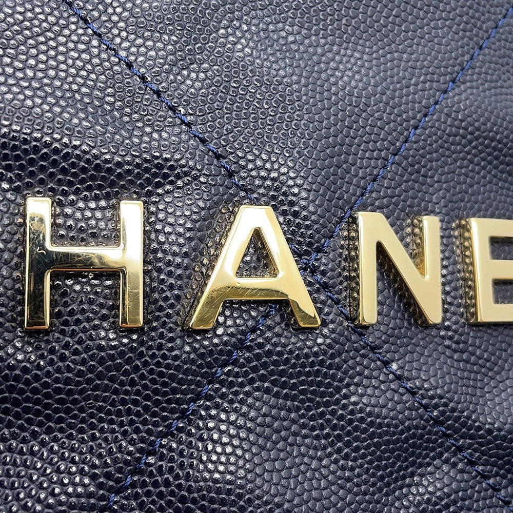 CHANEL CHANEL22 Backpack NavyAS3313 Caviar Leather Size Large