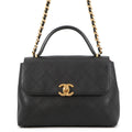 CHANEL Top handle flap Bag BlackAS5467 Calf Leather Size Large