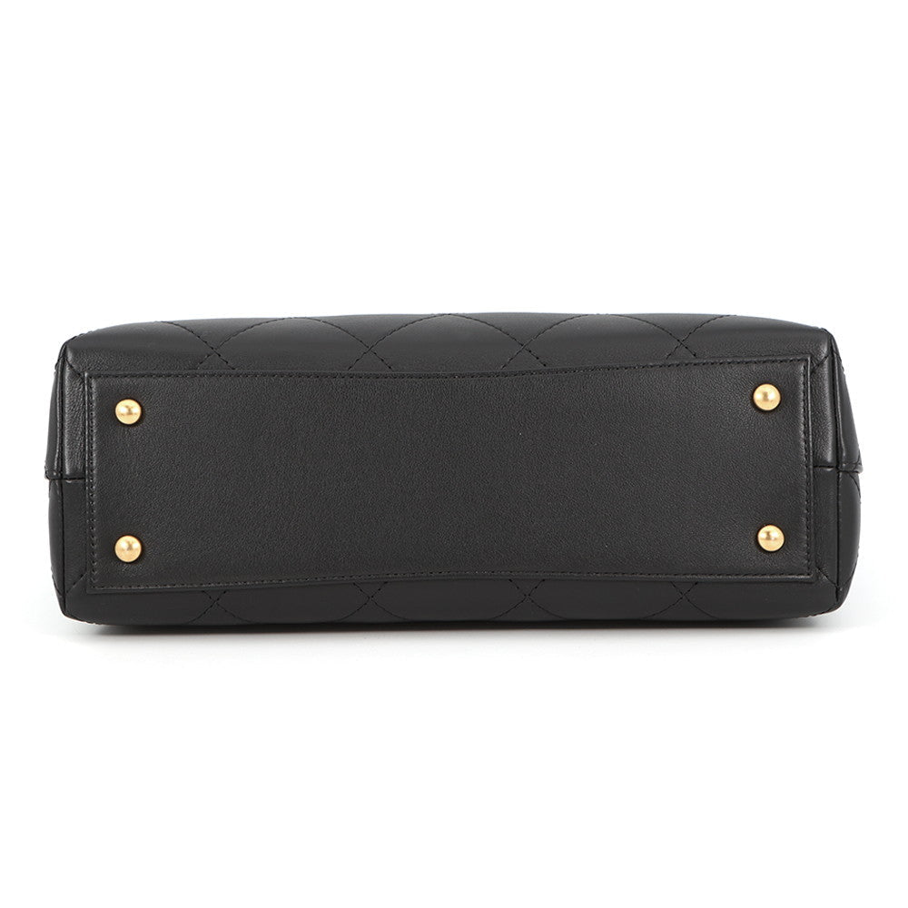 CHANEL Top handle flap Bag BlackAS5467 Calf Leather Size Large