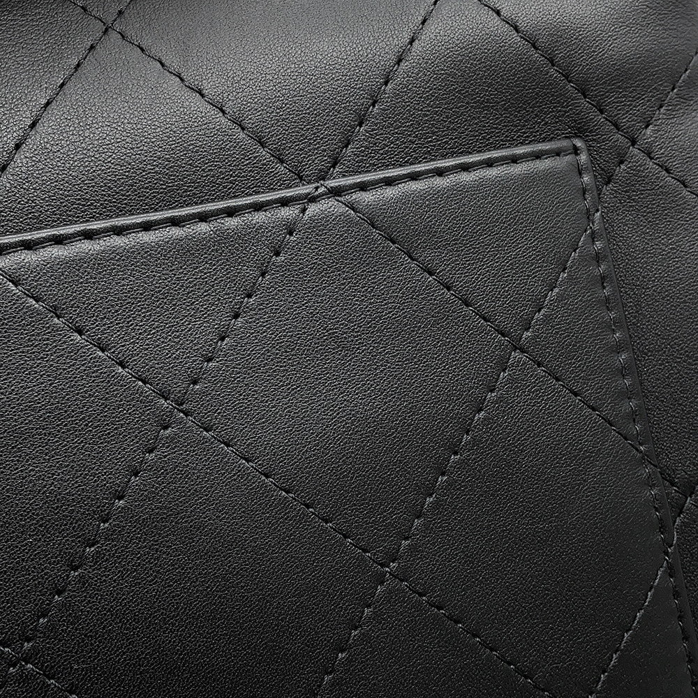CHANEL Top handle flap Bag BlackAS5467 Calf Leather Size Large