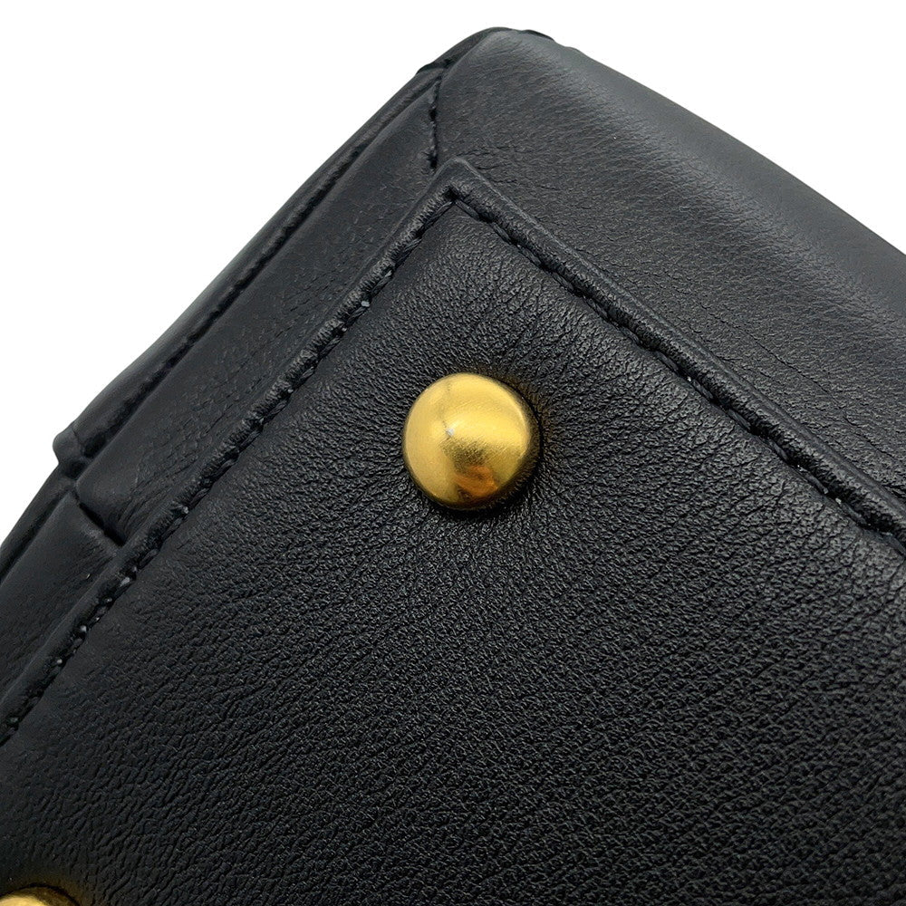 CHANEL Top handle flap Bag BlackAS5467 Calf Leather Size Large