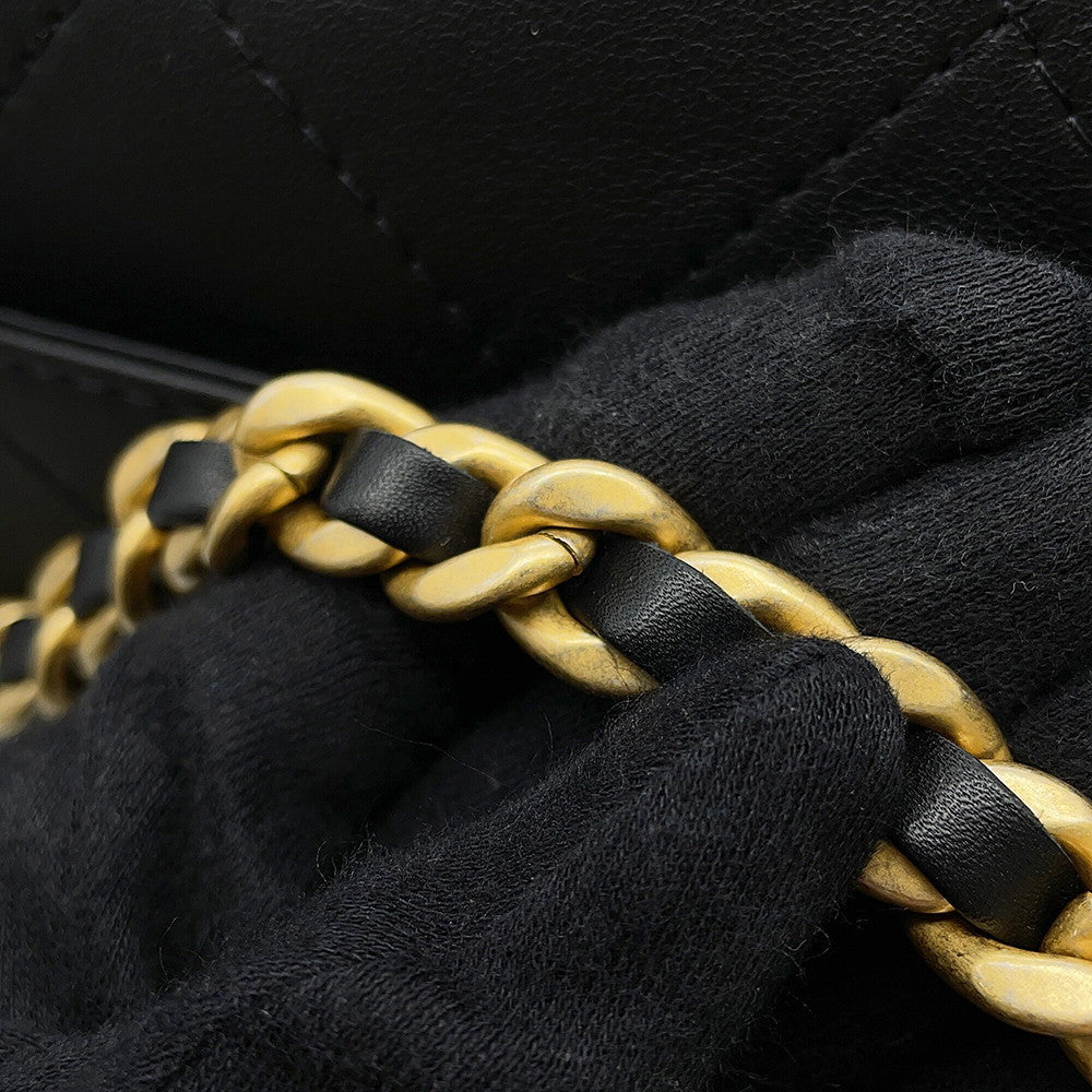 CHANEL Top handle flap Bag BlackAS5467 Calf Leather Size Large