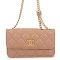 CHANEL Matelasse Chain Phone Pouch BeigeAP3047 Lambskin