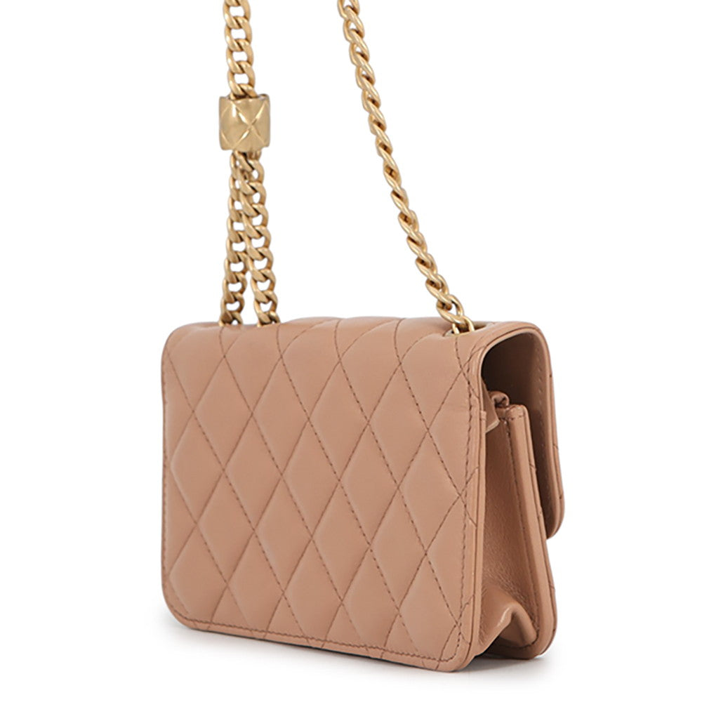 CHANEL Matelasse Chain Phone Pouch BeigeAP3047 Lambskin