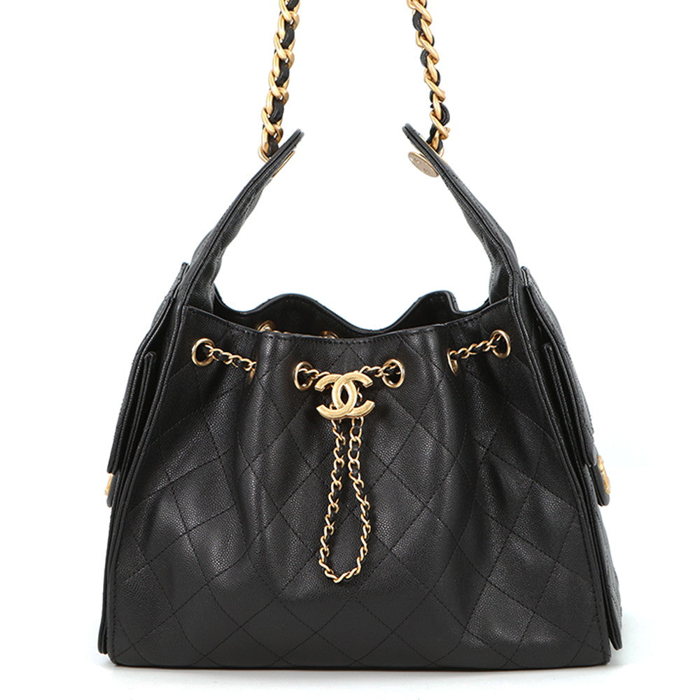 CHANEL CHANEL25 ChainBag BlackAS5293 Caviar Leather Size Small