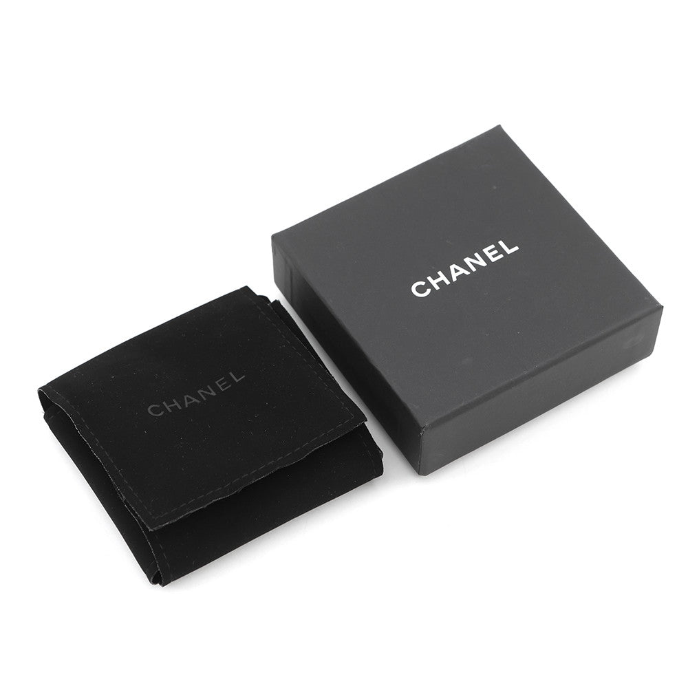 CHANEL CC Logo Brooch Black Gold Plated Leather