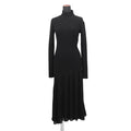 CHANEL CC Logo Long-Sleeve Knit Long Dress Size 36 BlackP78911 K11302 Virgin Wool98% Polyurethane1% Nylon1%