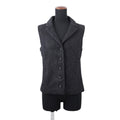 CHANEL Wool Tweed Vest Size 38 Black/GrayP78192 Wool 100%