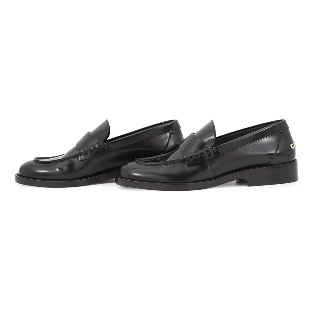 CHANEL Back-to-college loafers BlackG39190 Shiny Calf Leather Size 38