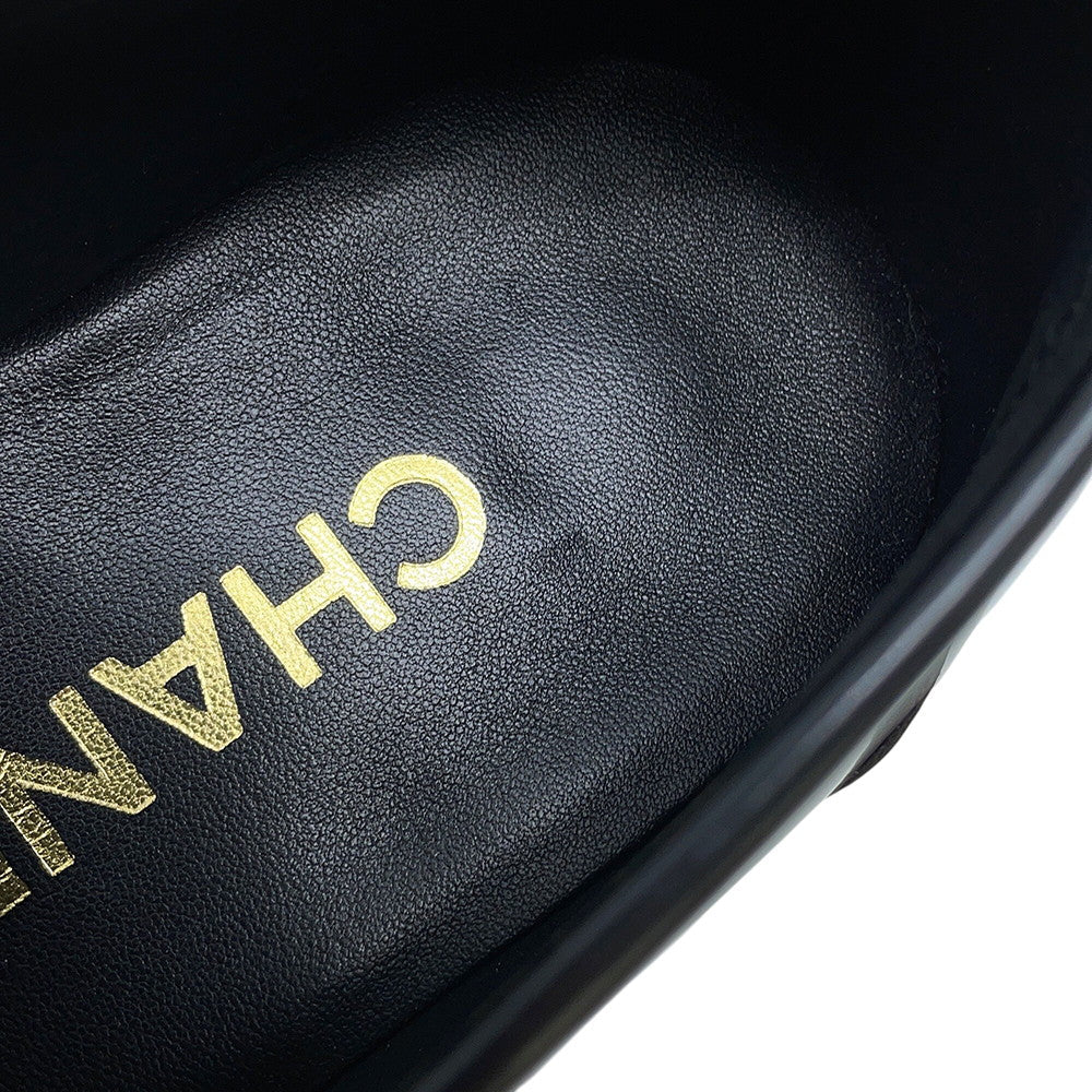 CHANEL Back-to-college loafers BlackG39190 Shiny Calf Leather Size 38