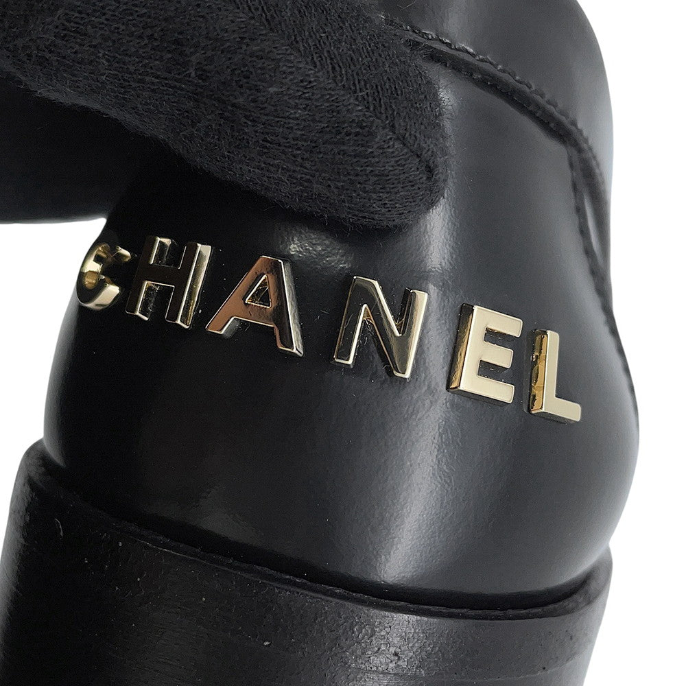 CHANEL Back-to-college loafers BlackG39190 Shiny Calf Leather Size 38
