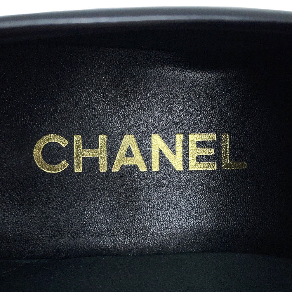 CHANEL Back-to-college loafers BlackG39190 Shiny Calf Leather Size 38