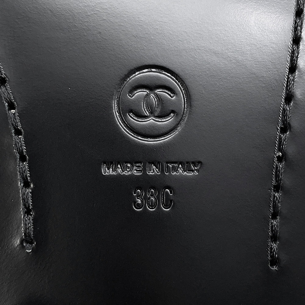CHANEL Back-to-college loafers BlackG39190 Shiny Calf Leather Size 38