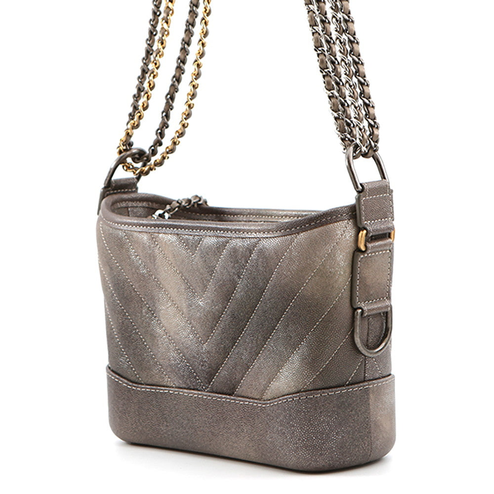 CHANEL Gabriel de CHANEL Hobo Bag Gray GradationA91810 Caviar Leather Size Small