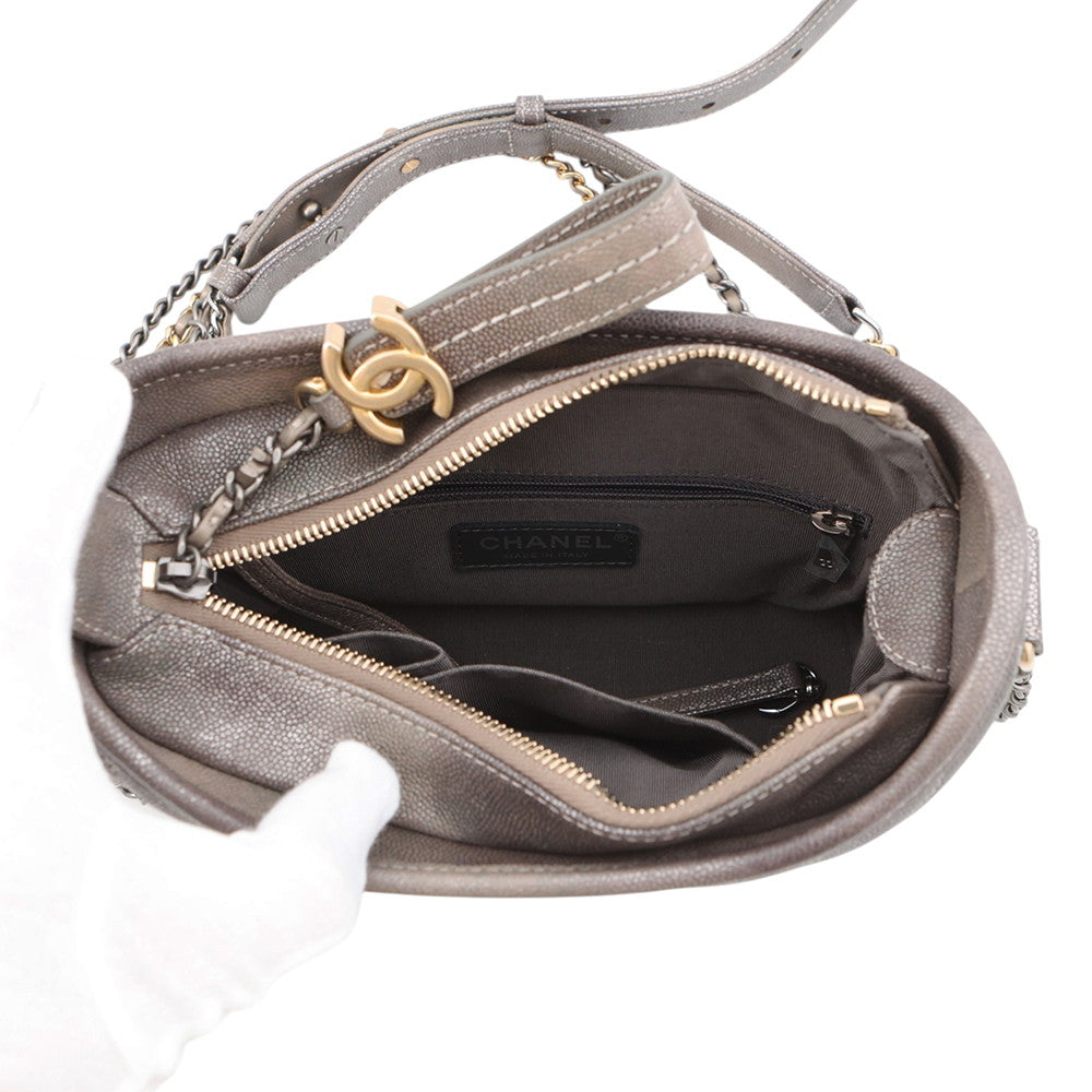 CHANEL Gabriel de CHANEL Hobo Bag Gray GradationA91810 Caviar Leather Size Small